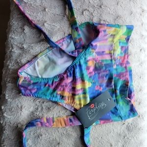 NWT - Forplay Multicolor Rave/Festival Hi-rise Bottoms with Harness  - Sz S